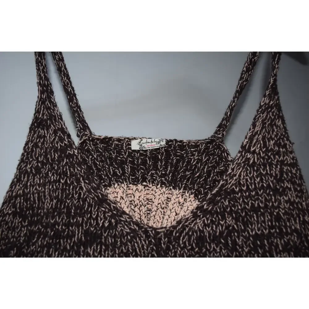 Free People Intimately Marled Knit Cutout Cropped Bralette Top Brown Blush